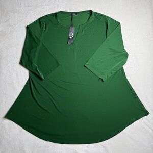 Lily by Firmiana Pullover Shirt V-Neck Long Sleeve Solid Green Women’s Size 4XL
